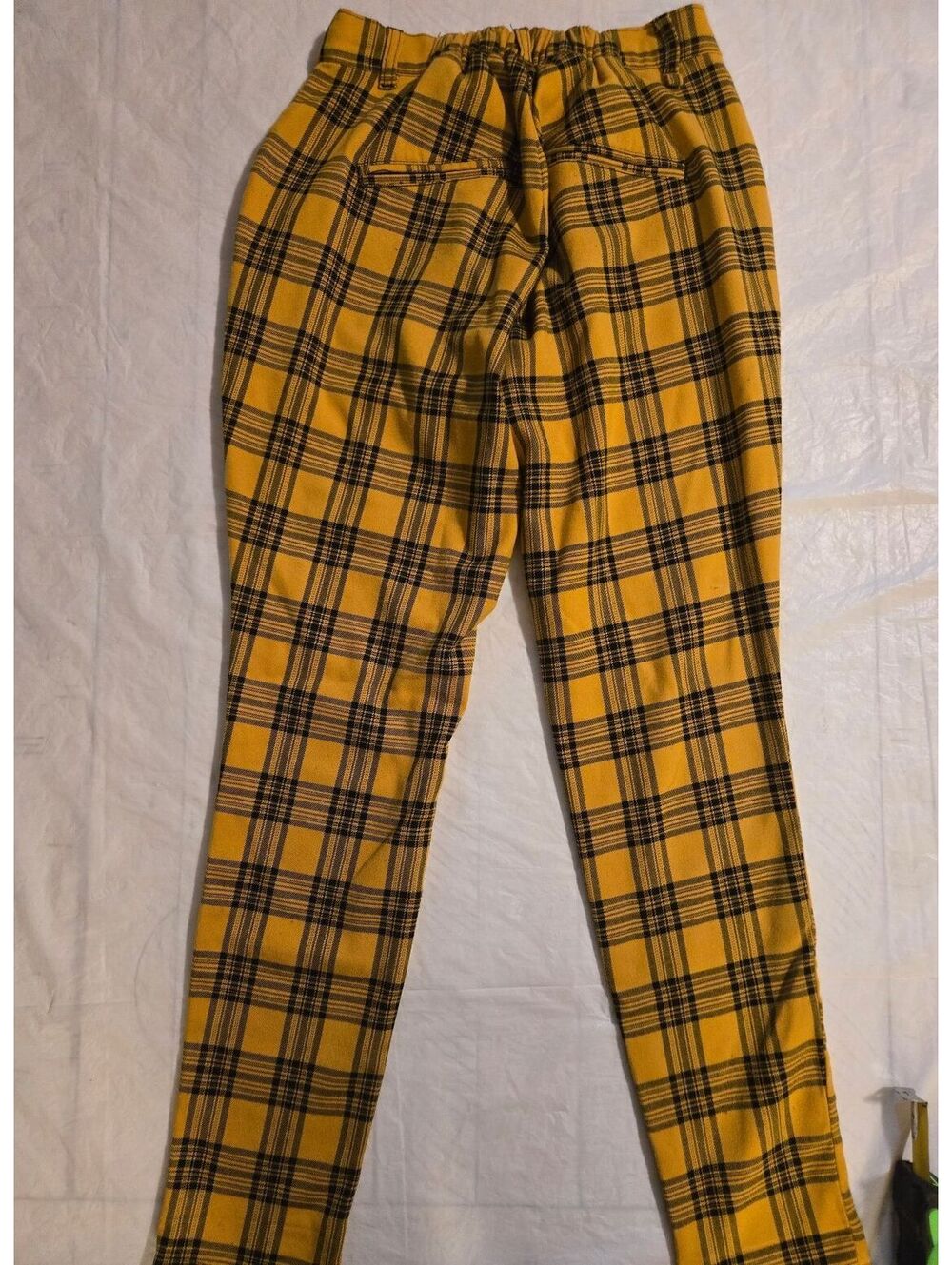 Hot Topic Yellow Plaid Pants XS Y2K Emo Punk Grunge Goth - Picture 6 of 6